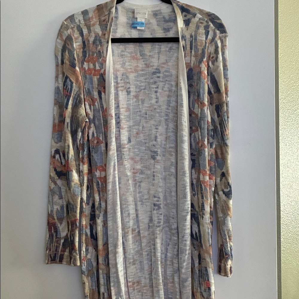 Chico's Abstract Patterned Cardigan Duster